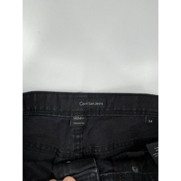Calvin Klein Skinny Narrow Leg Women's Black Denim Button Fly Jeans Size 32Wx29 - Picture 6 of 12